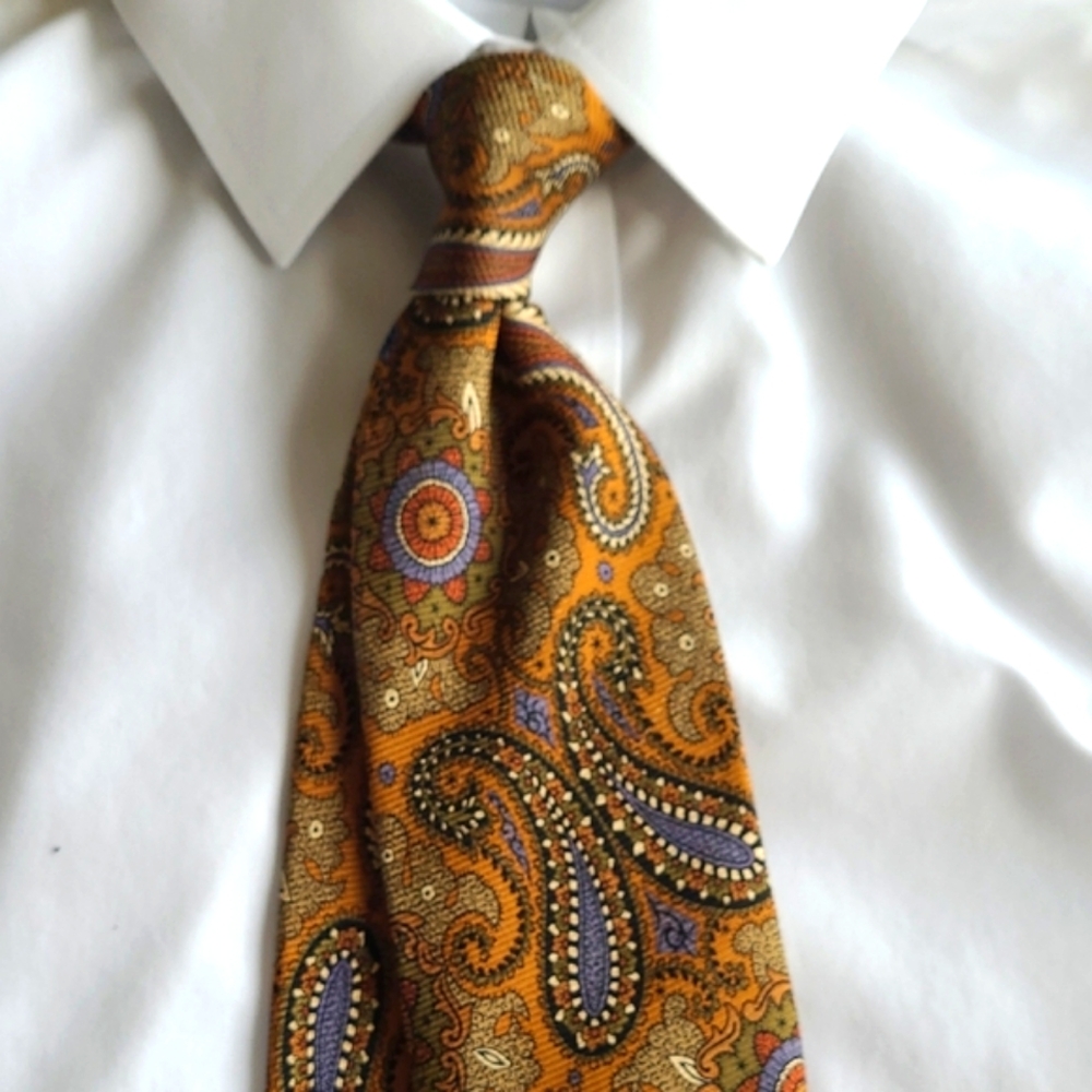 Paisley Silk Tie in Brown and Gold